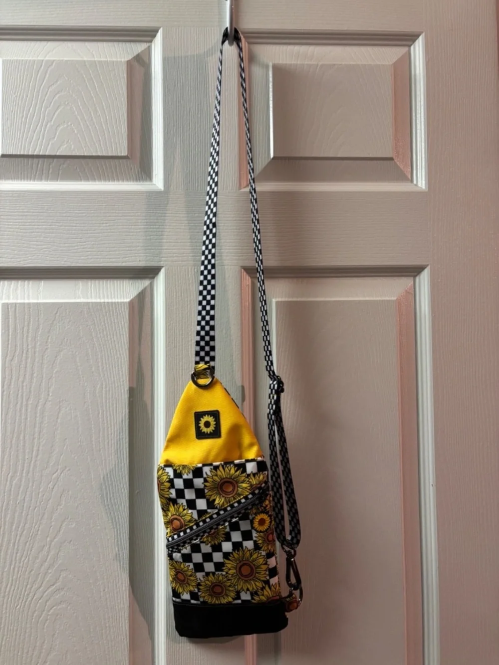 Sunflower - Yellow, White, & Black Checkered Crossbody Purse